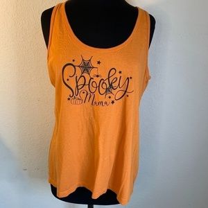 Handmade Make Market Orange Tank Top W/ "Spooky Mama" Design In Black 2XL (1289)
